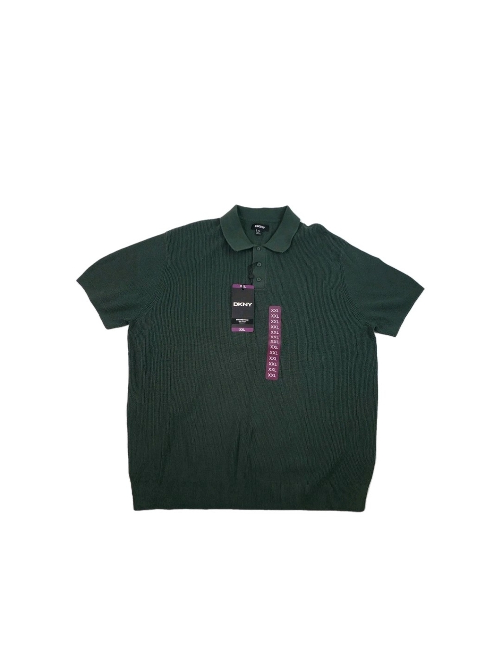 DKNY Men’s Dark Green Ribbed Sweater Polo Shirt XXL